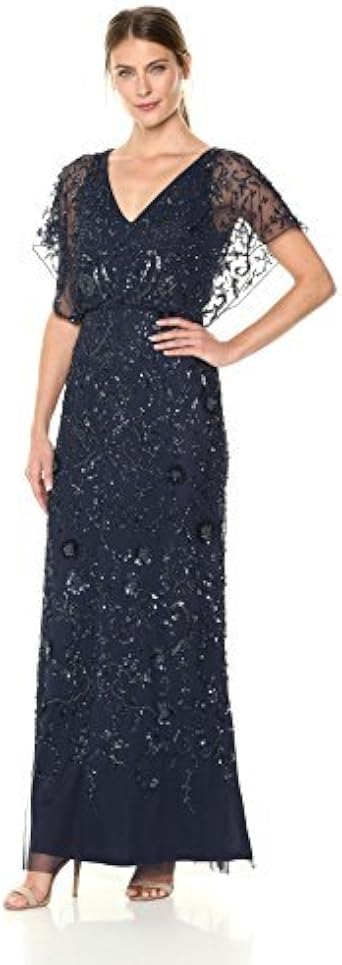 Flutter Sleeve Beaded Gown 