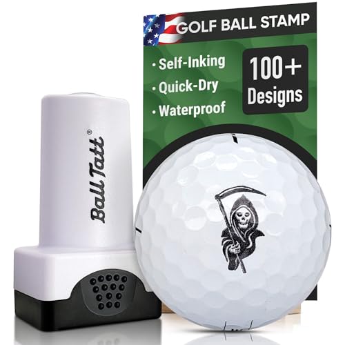 Golf Ball Stamp, Self-Inking Golf Ball Stamper, Golf Ball Marker, Reusable Golf Ball Marking Tool to Identify Golf Balls, Golfer Gift, Golfing Accessories for Men and Women, (Grim Reaper)