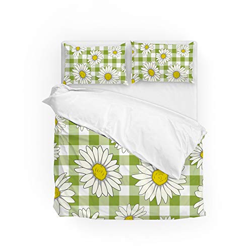 Housse de couette durable 100% polyester parure chrysanthème et treillis