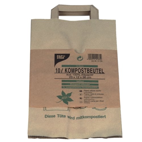 PAPSTAR Compost Bags, Kraft Paper, Brown, 28 x 22 x 28 cm, 15 Units, 1 count (Pack of 15) - Image 2