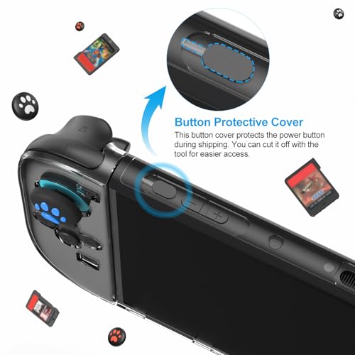 Image of innoAura Switch 2 Case 14-in-1 Bundle for NS Switch 2 (2025), with Carrying Case, Protective Cover, Thumb Grips, Screen Protector, Cute Pendant and Sticker, Gray