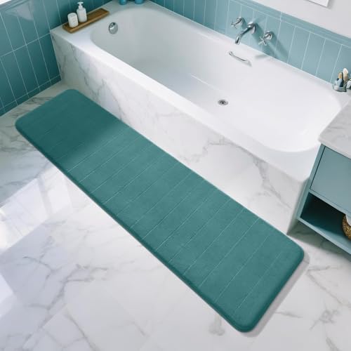 Yimobra Bathroom Runner Rugs 72"x24" Non Slip Washable Memory Foam Bath Mat, Super Soft Water Absorbent Hallway Carpet for Vanity Tub Shower, Teal by Yimobra - Image 7