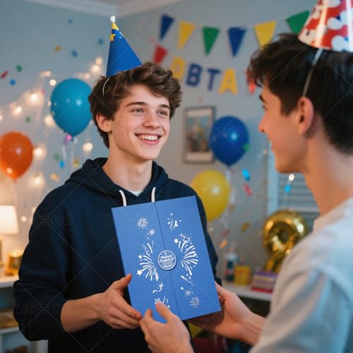 Image of Blue Gold Birthday Party Decorations,18 inch x 12 inch Creative Birthday Decorations Guest Sign in Book Alternative,Birthday Gift for Men and Women of All Ages, Happy Birthday Party Supplies