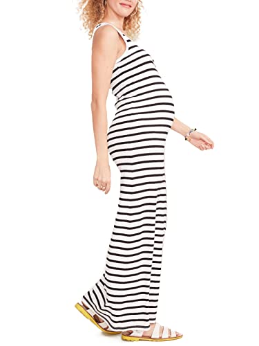 HATCH Collection | Maternity Full-Length Dress, Stretchy Fabric, for All Occasions | The Long Body Tank Dress Black/White Stripe
