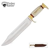 Timber Rattler Swamp Gator Hunter Bowie Knife & Leather Sheath