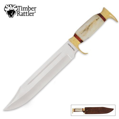 Timber Rattler Swamp Gator Hunter Bowie Knife & Leather Sheath