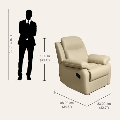 Image of Interio by Godrej Alpine Manual 1-Seater Synthetic Leather Recliner Sofa
