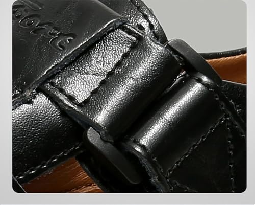 Men's Leather Hollow Out Hook Loop Flat Fisherman Sandals Closed Toe Head Soft Bottom Wading Sandals4