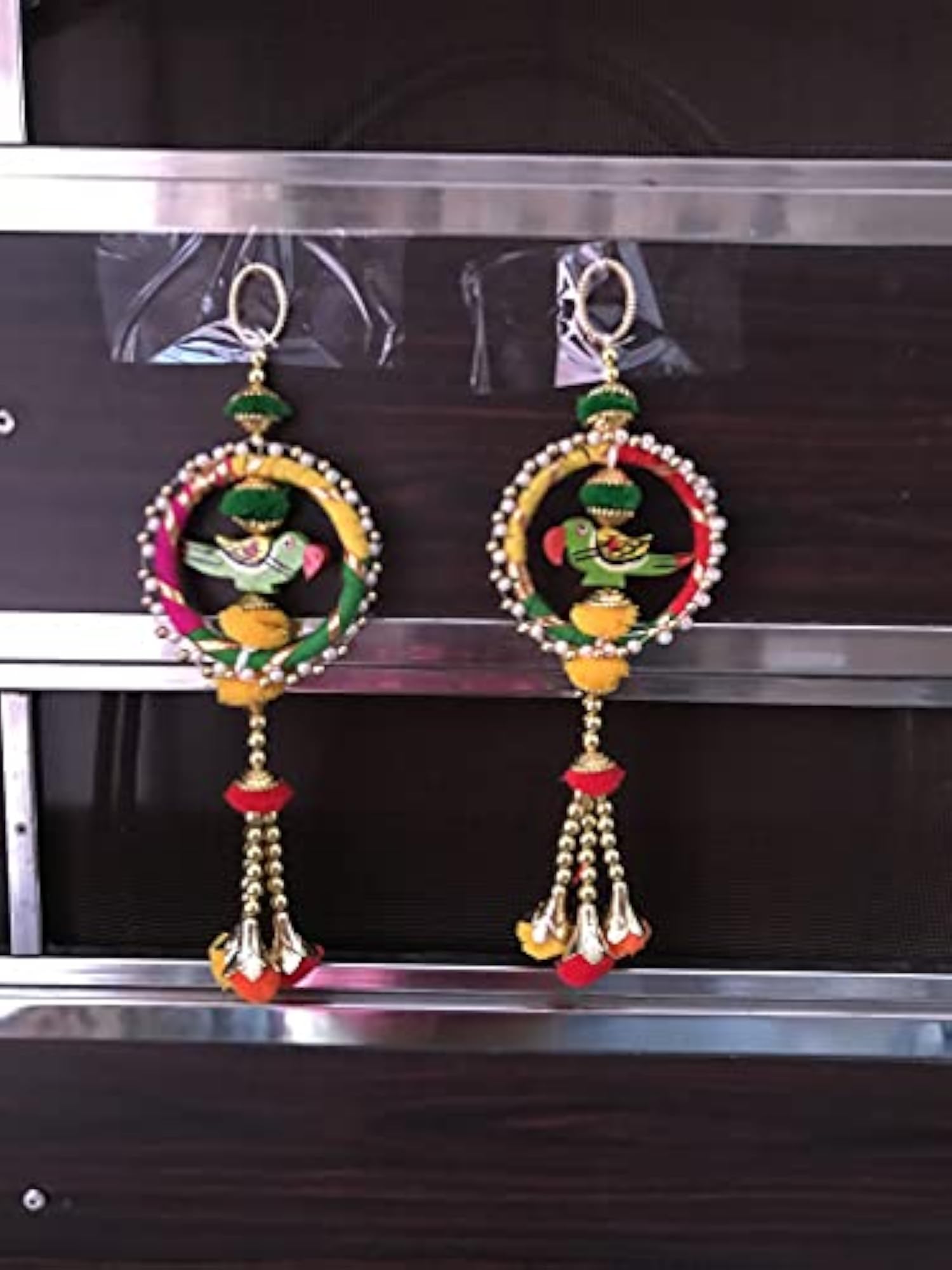 Handmade Multicolor Bangle with Parrot Pom Pom String, Home Décor