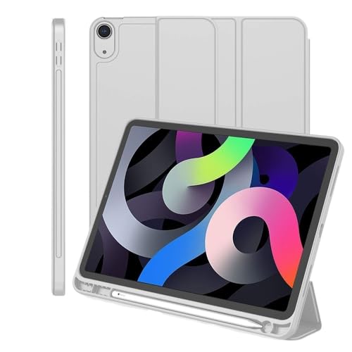Coque silicone souple iPad Pro 13 M4 avec rabat magnétique gris à 3 volets