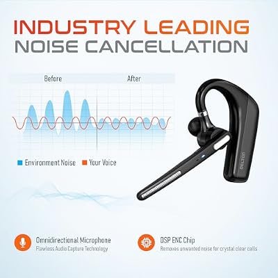 Delton Wireless Headset with 1080p Webcam, Single-Ear Bluetooth Computer Headset with Charging Case, Noise Canceling Mic, USB Dongle for PC/Laptop/Smartphone, Compatible with All Meeting Apps - Black