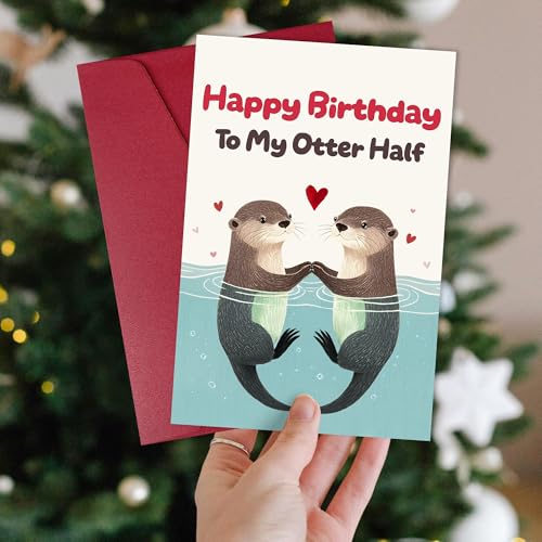 NPCSWXQ Überrasche deinen Liebsten Lustige Geburtstag Karte für ihn, sie, Ehefrau, Ehemann, Freund oder Freundin,“Happy Birthday to my otter half!” Romantische Geschenk- Mit Umschlag Aufklebern
