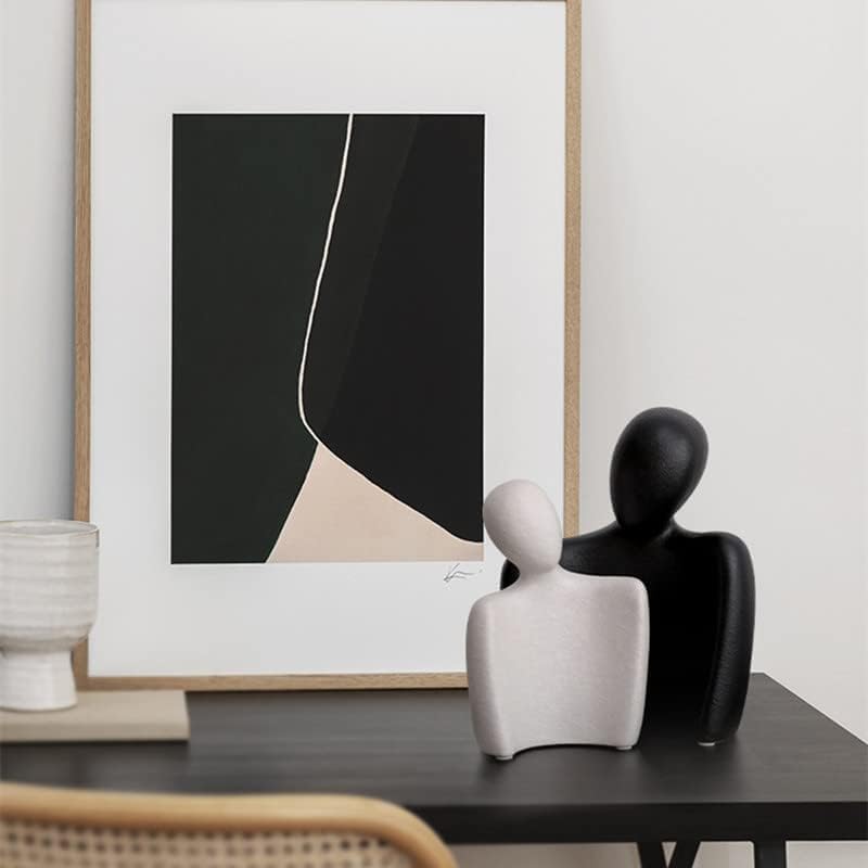 Ceramic Couple Statues for Home Decor, Hugging Couple Figurines for Shelf and Table Decor, Modern Romantic Sculptures for Living Room Bedroom Office Decor, Black White - Image 8