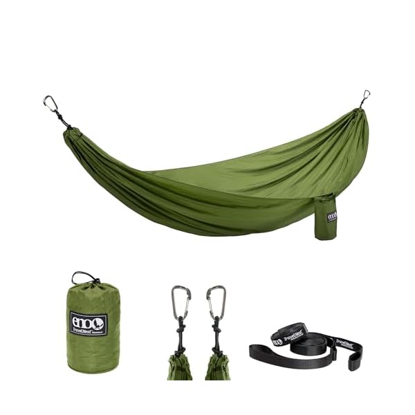 ENO TravelNest Hammock & Straps Combo – Portable Hiking and Camping Hammock with Straps Included – Travel Hammock for Camping, Hiking, Backpacking, a Festival, or The Beach – Moss