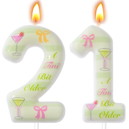 A Tini Bit Older Birthday Candles A Tini Bit Older Party Decoration Supplies Birthday Number Candles for Cake Topper (Green Number 21)