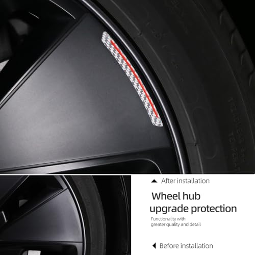 Image of BETTERHUMZ Car Wheel Rim Decal Stripe Compatible with Tesla Model 3 Highland Model Y Juniper Model S X Carbon Fiber Performance Emblem Reflective Sticker Exterior Accessories (Silver)