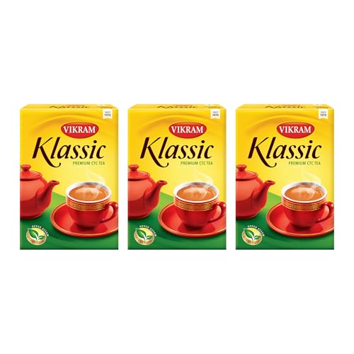 Image of Vikram Klassic Tea - Premium CTC Tea | Authentic Upper Assam & Second Flush Leaves | Strong, Flavorful & Aromatic Blend 250g x Pack of 3