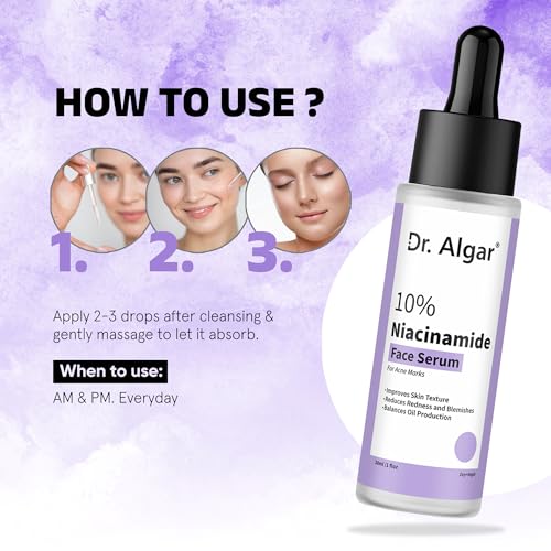 Image of Dr. Algar Oil Control & Anti-Acne 10% Niacinamide Face Serum with Zinc 30ml | Skin Clarifying,Blemishes Removing & Pore Care for All Skin Types