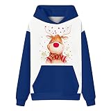 Yacyrtt Shirt Damen Lauschig Herbst Longtops Dicke Bequemer Kleid Lange Gemuster Hemd Damen Basic Langarm Mit Taschen Kapuzen Blau