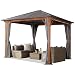 Produktbild Gartenpavillon 3x3 m Holzoptik, Stahldach Hardtop 4 Seitenteile in grau