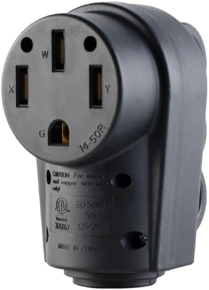 Heavy-Duty 50A Replacement Female Plug for RVs - Durable NEMA 14-50R Connector with Ergonomic Grip for Easy Use