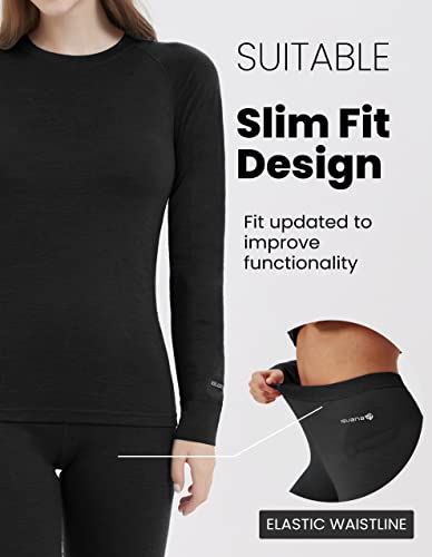 Iguana Womens 100% Merino Wool Base Layer Sets for Ski Lightweight Thermal Underwear4