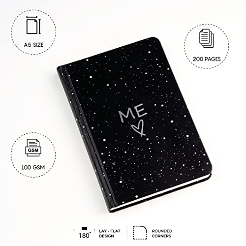 Image of Factor Notes Hardbound Notebook: 100 GSM Ivory Shade Paper, Lay-Flat Journal Diary, 3 Bookmarks, Inner Pocket, A5 Size, 200 Pages (Me - Dot Grid)