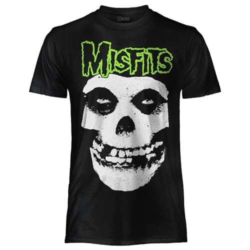CRAZY FOR ROCK Misfits T Shirt Classic Skull T-shirt Officiel Unisexe. Maillot Regular en Coton. Adulte Garçon, Noir , XL