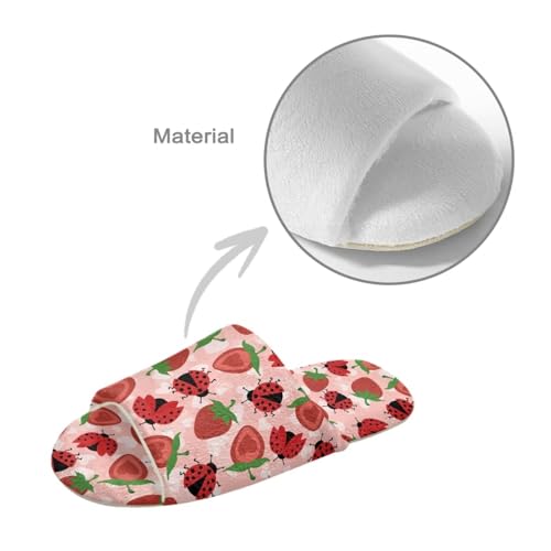 Forchrinse Red Ladybug Slippers for Women Open Toe House Slipper Reusable Flannel Flat Shoes for Spa Hotel Travel 5