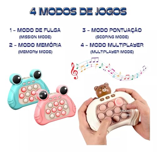Kit 2 Pop It Game Eletrônico Desafio Popit Fidget Toys Brinquedo Sensorial Anti Stress Sapinho e Coe