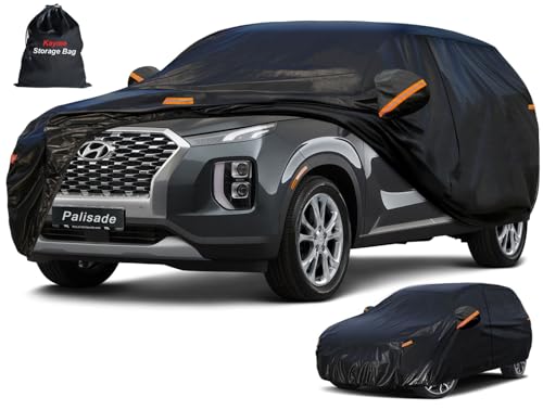 Kayme Capa de carro SUV de 7 camadas, ajuste personalizado para Hyundai Palisade (2019-2025) à prova d'água para todos os climas para automóveis, cobertura completa ao ar livre chuva sol proteção UV.