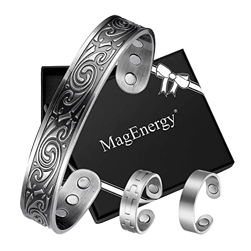 Magenergy Pure Copper Magnetic Cuff Bracelet Rings For Men, With 6Pcs 3500Gauss-Magnets Adjustable Jewelry Gifts For Lover Dad On Christmas Day Thanksgiving Day Birthday #TOP26