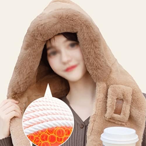 Women Hooded Winter Warm Scarf,Ladies Fluffy Soft Cold Cozy Cute Weather Fashion Hood Scarves Hat with Scarf Attached2