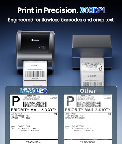 Image of Phomemo 300 DPI 4x6 Thermal Shipping Label Printer with 500 Labels, Ethernet Bluetooth USB, High Resolution Thermal Printer for Small Business, Compatible with iOS Android Windows Mac, for USPS UPS