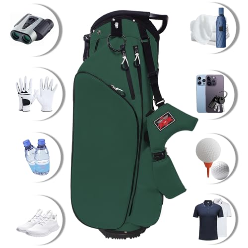 Lightweight Golf Stand Bag with 14 Way Full-Length Dividers, 8 Zippered Pockets and Rain Cover, with Handles and Dual Strap (Green, 14 Way) - Thumbnail 6