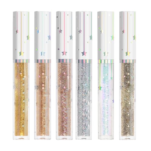 6 Colores Delineador De Ojos Líquido Brillo, Sombras De Ojos Brillantes, Lapiz Delineador De Ojos De Colores, Eyeliner Purpurina Liquido Resistente Al Agua Para Mujer Cosplay Banquete Boda
