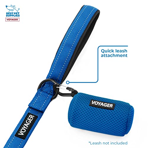 Image of Best Pet Supplies Dog Poop Bag Holder Leash Attachment with Reusable Dispenser for Travel, Walking, Park, and Outdoor Use, Durable with Clip-On - Royal Blue, Pack of 2, Mesh Dispenser w /30 Bags