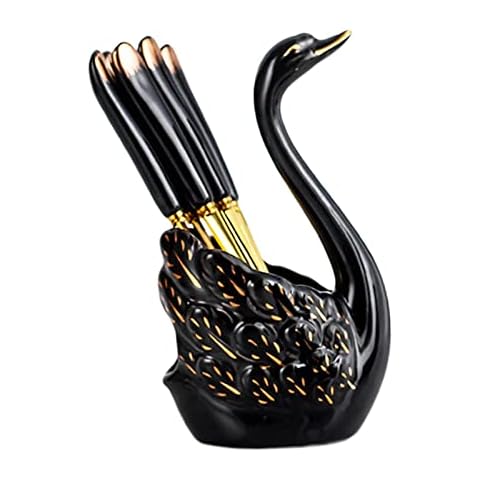 Milageto Soporte de Cisne de cerámica Almacenamiento de Cubiertos Creativa Cover