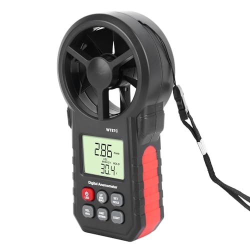 Digital Anemometer LCD Backlit Display Wind Speed and Temperature Tester with Carrying Bag for Outdoor Professionals