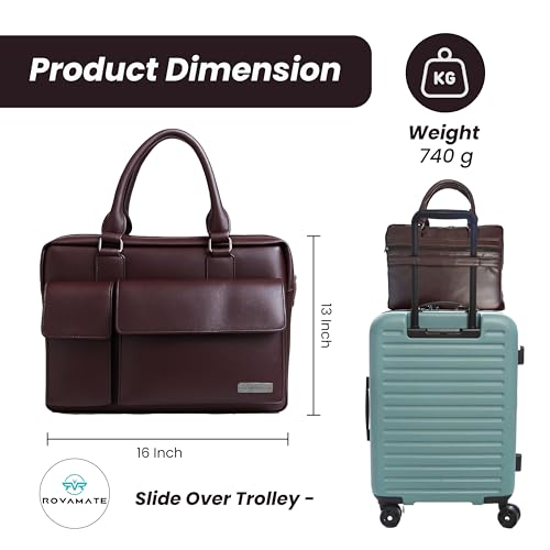 Image of Laptop Messenger Bag for Men & Women | Premium PU Vegan Leather Office Bag | Stylish Shoulder Bag Fits up to 15.6″ Laptop - Ideal for Work, Travel & College