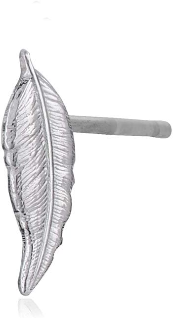 Vanbelle Rhodium Plated 925 Sterling Silver Feather Stud Earrings for Women - Light-weighted - Image 2
