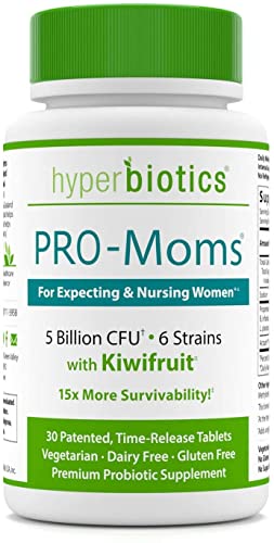 Hyperbiotics Pro Moms | Probiotics For Women, Pregnancy | Prenatal, Nursing, Postnatal | Folate, Immune, & Digestive Support | Time Released Tablets | 1 Per Day | Vegetarian | No Dairy and Gluten Free | 30 Count