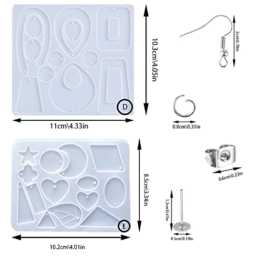 Bosoirsou 205 Pcs Resin Jewelry Casting Mold And Earring Hooks, Silicone Pendant Molds Stud Earring Molds Bracelet Necklace Jewelry Making Kits #TOP2