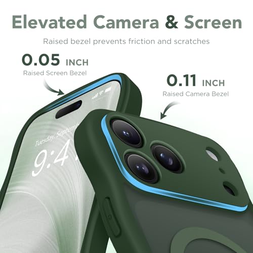 CAPRARO Magnetic for iPhone 17 Pro Max Case for Women Girls, Upgraded [Full Camera Protection] [Compatible with MagSafe] Cute Wave Translucent Matte Phone Case for iPhone 17 Pro Max, Deep Green by CAPRARO - Used condition - Image 6
