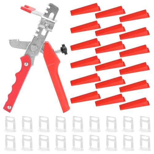 200 Pcs Tile Leveling System, 100 pcs 2mm Tile Spacer with 100pcs Resuable Wedges and 1 Tile Leveling Pliers, Tile Leveling System Kits for Floor Wall Tile Leveling