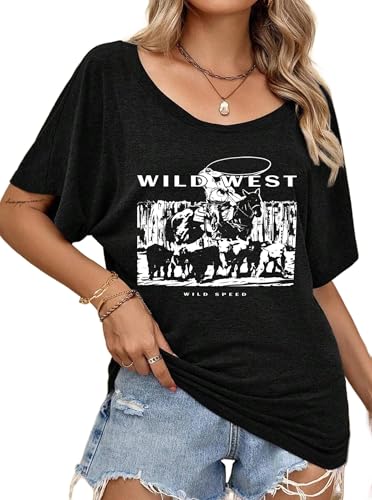 Image of Hilinker Womens Sexy Off The Shoulder Tops Short Batwing Sleeve T Shirt Oversized Casual Tee