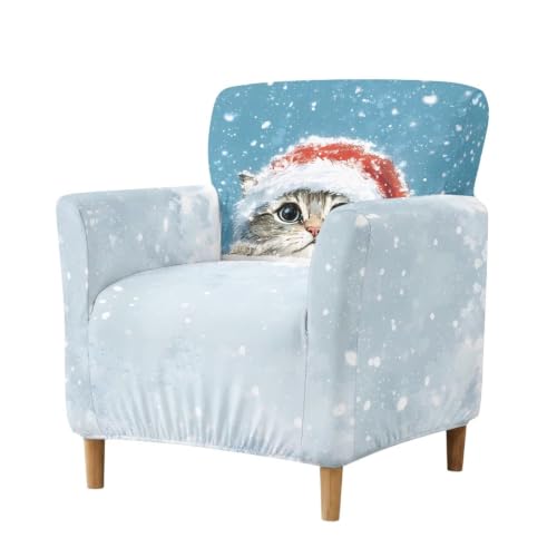 Pxjivorg Christmas Cat Stretch Chair Slipcover Kids Friendly Anti-Slip
