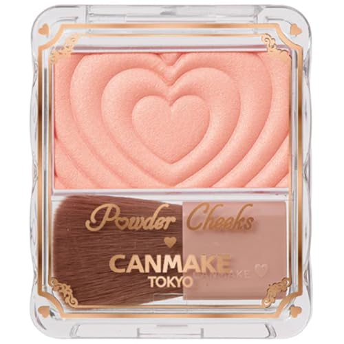 Image of CANMAKE - Powder Cheeks - Fine Pearl Transparent Clear Powder w /Soft Brush - 0.06floz (1.8g) (P03 Cheerful Peach)