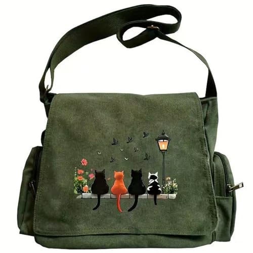 CHICGLOW Personalized Canvas Messenger Bag with Pockets