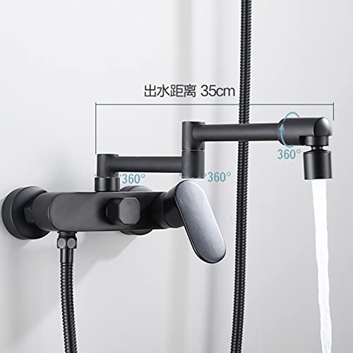 Robinet de baignoire robinets de bain muraux noir avec ensemble douche chaude froide